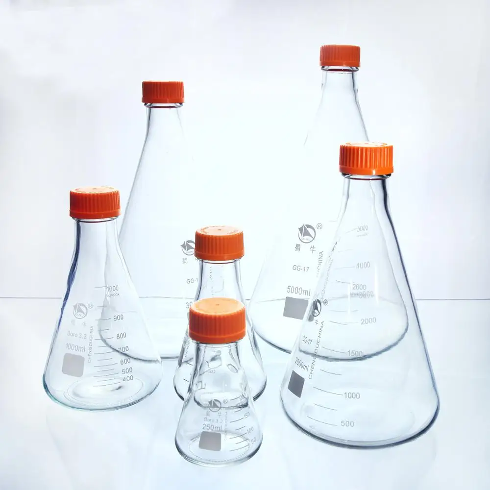 3pcs/set Screw Cap Conical Flask High Borosilicate Glass Thicked Type