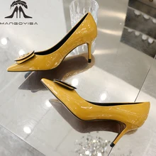 Yellow Pointed High Heels/Women's Pumps Are Designed For Sexy Fashion Women For Parties And Made Of Genuine Leather 2019