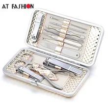 12 шт. Нержавеющая сталь Когтерез установить ногтей инструменты для маникюра ногти Clipper Ножницы, пинцет Ножи акне иглы с случае