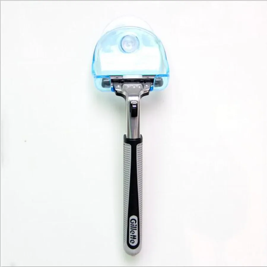 1 шт. прозрачный синий пластиковый держатель для бритвы на супер присоске для ванной, держатель для бритвы на присоске, бритва