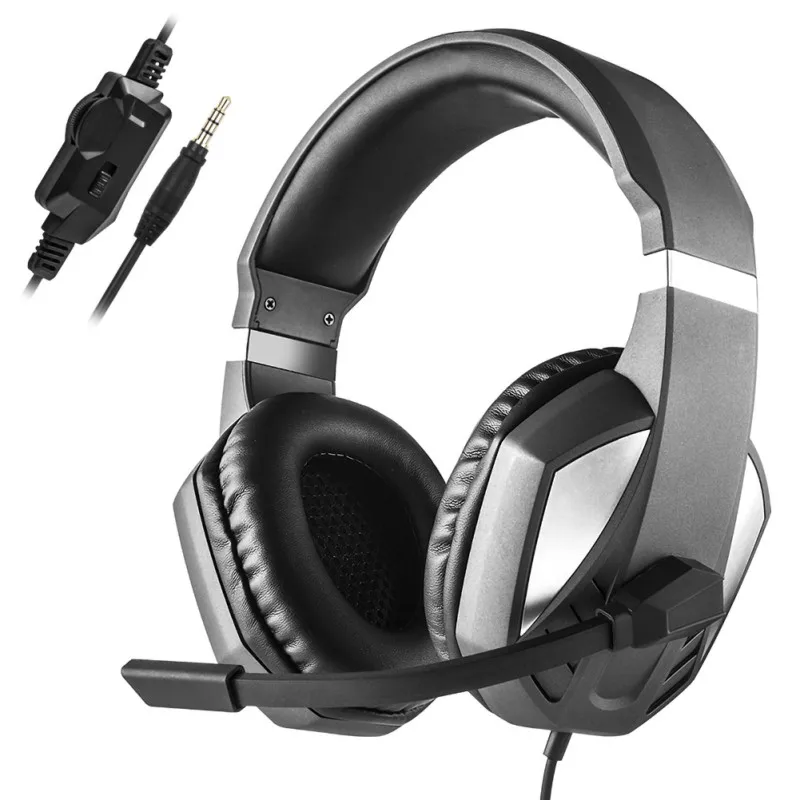 Игровые стереонаушники шлемы 3,5 мм Проводные с микрофоном гарнитура с регулировкой громкости для Xbox One PS4 портативных ПК