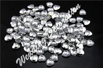 

Free Shipping ! 500 pcs / lot 12mm Acrylic Silver Heart Shape Wedding / Valentines Table favor Diamond confetti