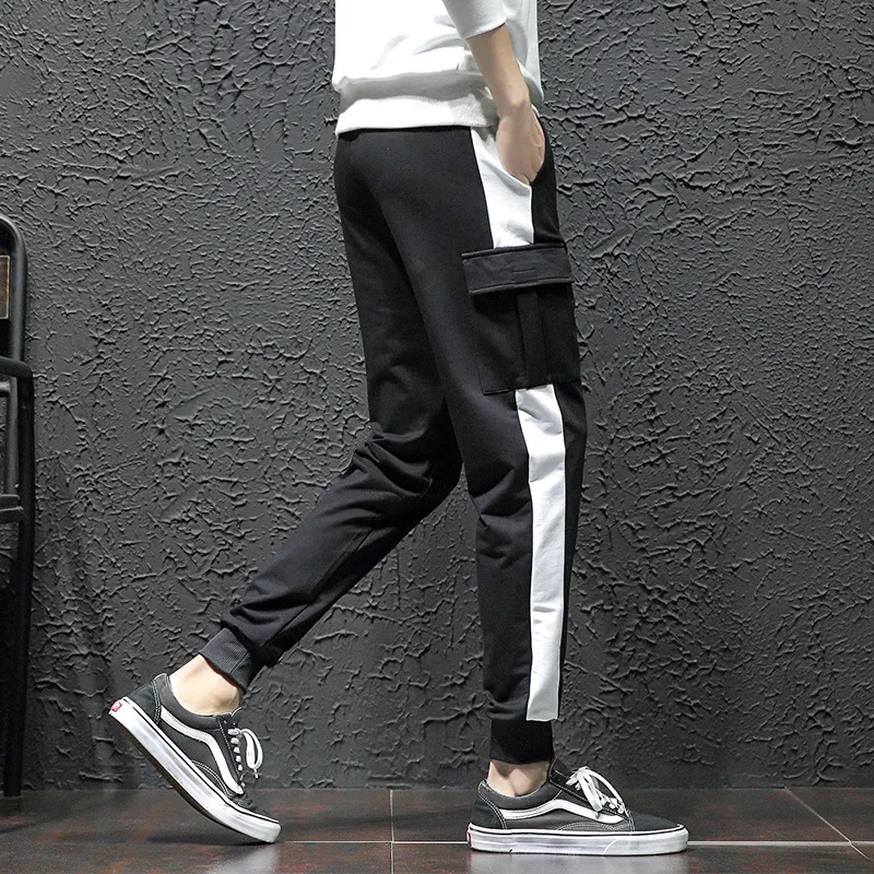 Spring tide brand casual trousers men's multi-legged feet feet pants Slim men's casual overalls men's street style black pants Spring tide brand casual trousers men's multi-legged feet feet pants Slim men's casual overalls men's street style black pants