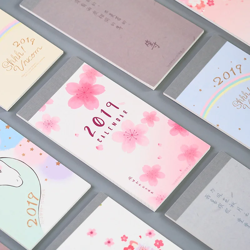 

2019 Lovely Unicorn Cherry Blossom Calendar Memo Notepad Calendar Daily Schedule Planner 2018.09~2020.01