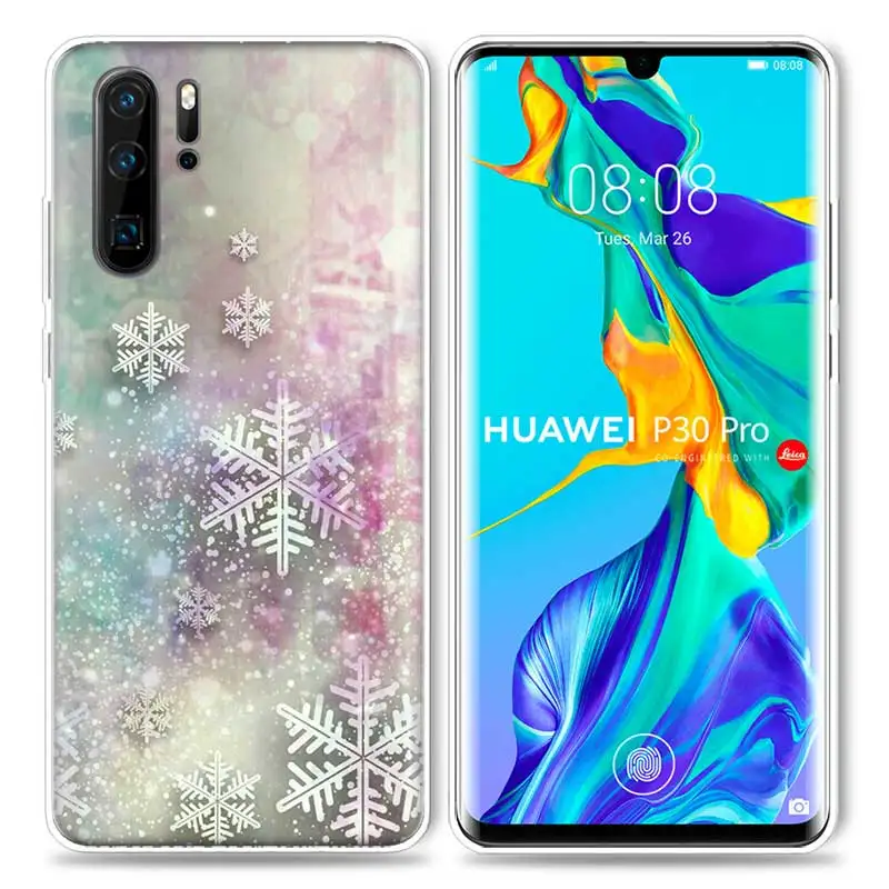 Рождественский чехол со снежинками для huawei P20 P30 P Smart Z Plus P10 P9 P8 mate 10 20 lite Pro Mini силиконовые чехлы для телефона - Цвет: 08