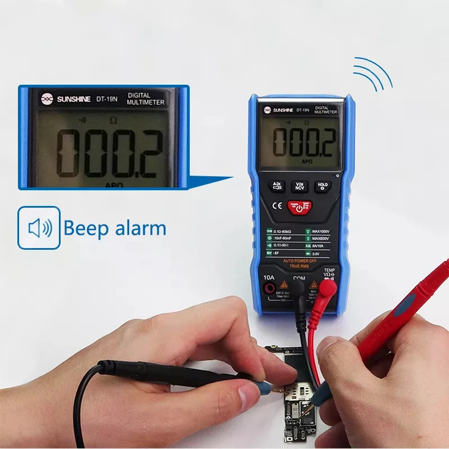 Mini Smart Multimeter Range Mobile Phone Repair Digital Multimeter AC DC Resistance Tester SUNSHINE DT-19N