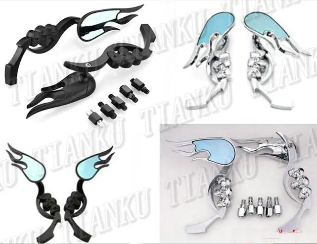 Мотоциклетные зеркала с черепом и пламенем для Yamaha VStar 400 650 1100 1300 Virago Xv 250 535 750 Road Star