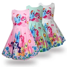 Радужные платья с изображением Маленького Пони детское Радужное платье для девочек Детские платья принцессы для девочек вечерние платья с изображением единорога и пони для детей от 2 до 8 лет