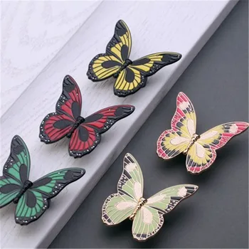 

NEW Colorful Butterfly Zinc Alloy Handle Knobs Furniture Cabinet Cupboard Wardrobe Drawer Door Knob Pulls Kids Room Decor