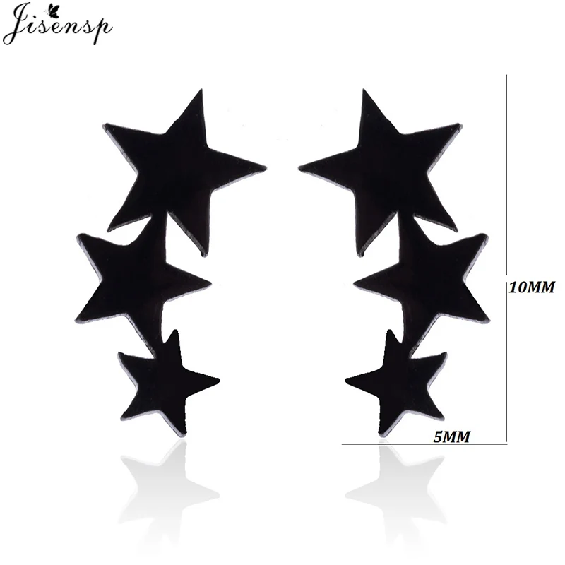 Jisensp геометрические черные серьги из нержавеющей стали женские минималистичные ювелирные изделия маленькие Микки Звезда Луна гвоздики подарки на день рождения серьги - Окраска металла: GED005
