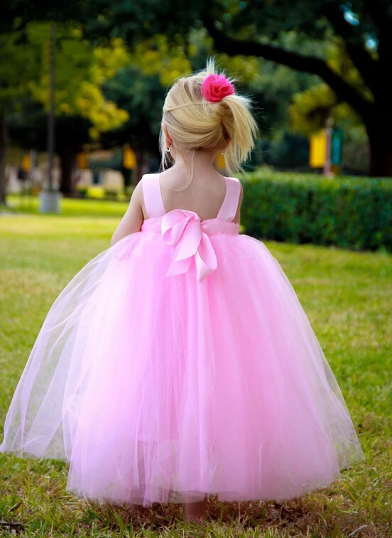 2016 New Arrival Flower Girl Dresses with Flower High Quality Ball Party Pageant Communion Girls Kids Dress for Birthday Wedding