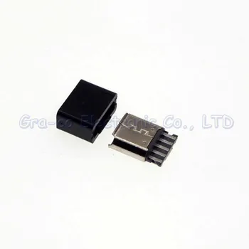 

1000set 2 in 1 DIY Soldering wire MICRO USB female socket micro 5P connector with black protective shell
