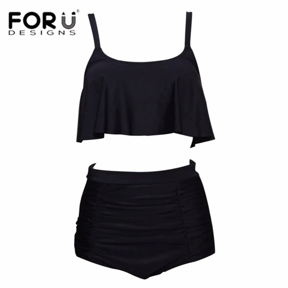 

FORUDESIGNS Plus Size Swimwear Women Push Up Bikinis Bandeau Floral Bikini Set High Waist Swimsuit Bathing Suits Swim Wear 3XL