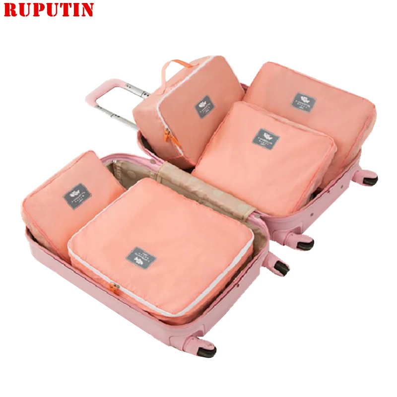 RUPUTIN 5 Piece Set Travel Storage Box For Clothes Tidy Organizer Wardrobe Suitcase Pouch Packing Cube Bag Travel Accessories