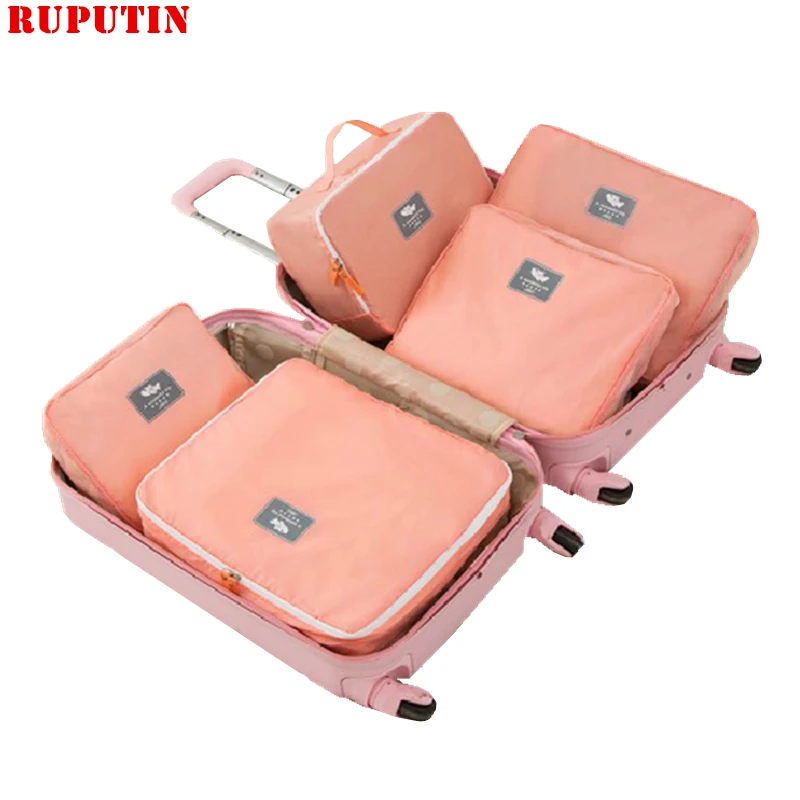 

RUPUTIN 5 Piece Set Travel Storage Box For Clothes Tidy Organizer Wardrobe Suitcase Pouch Packing Cube Bag Travel Accessories