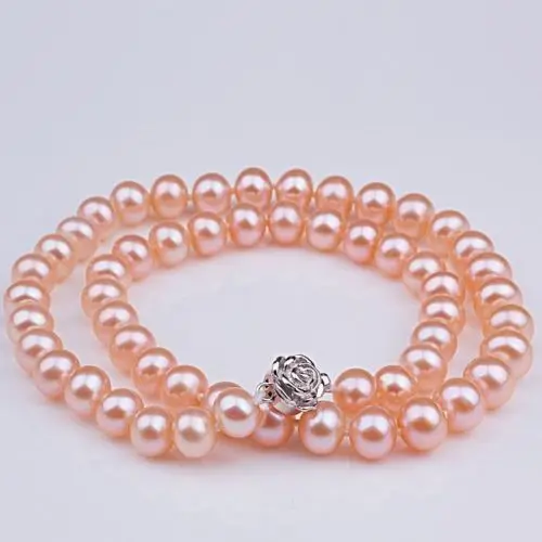 

>>>>>> A+++ Natural AAA+ 8-9mm Pink Akoya Pearl necklace 17 " Long