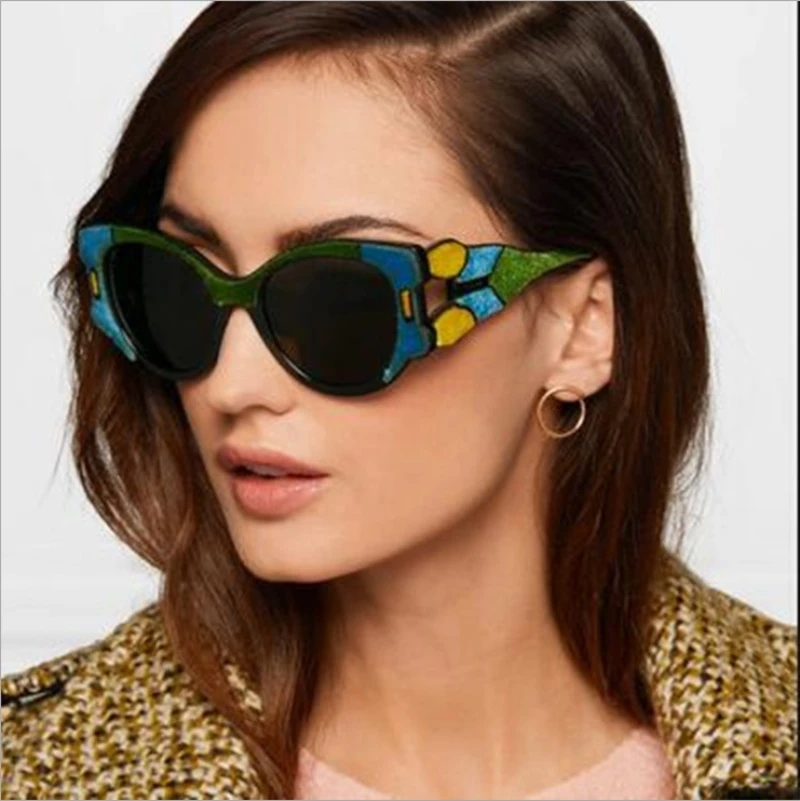 New Trend Individual Character Sunglasses Women Elegant High Quality Big Frame Designer Cat Eye Glasses Female Lady Rave Festiva ray ban sunglasses women