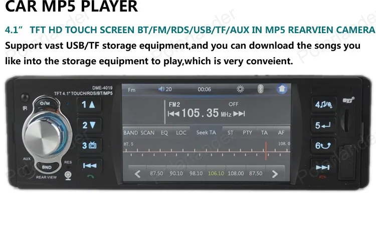 Авторадио 12 в автомобильный MP5 плеер Автомобильный аудио стерео радио FM 4,1 дюймов сенсорный экран bluetooth RDS USB/TF 1 DIN радио кассетный плеер