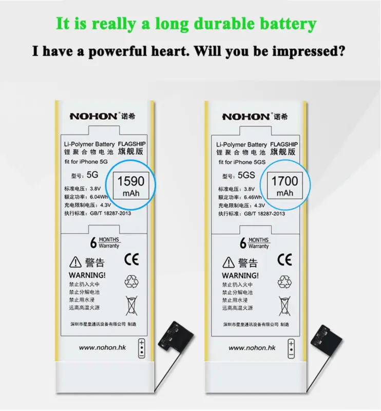NOHON Battery For Apple iPhone 5 Details (04)