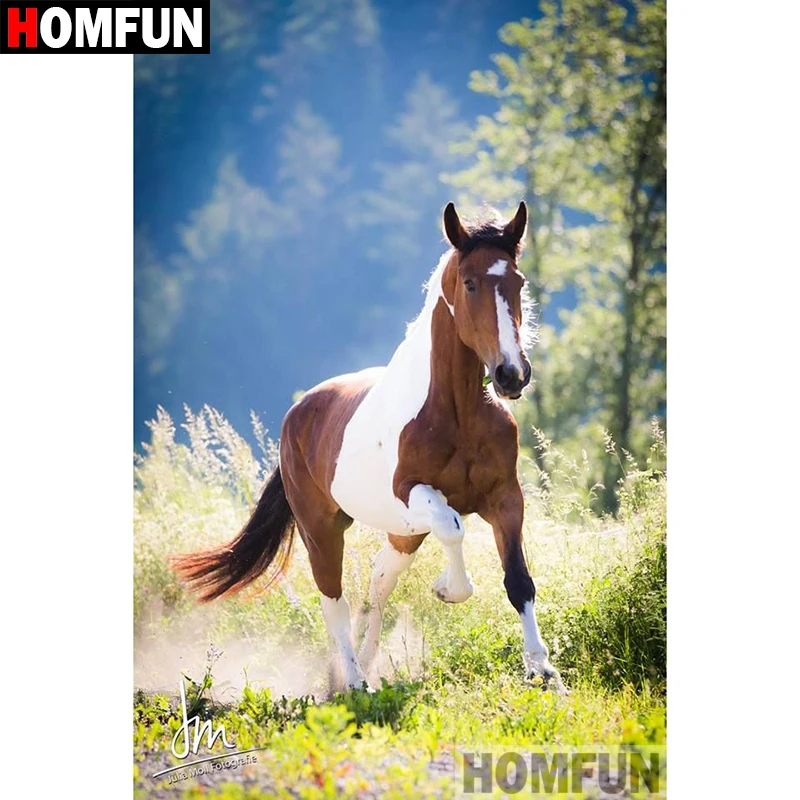 Алмазная 5D Вышивка HOMFUN Лошадь картина с полными квадратными/круглыми стразами