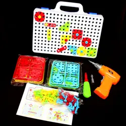 1 шт. электродрель винты головоломки собранную мозаику Дизайн Строительство игрушки для детей сверло Игрушки для мальчиков претендует