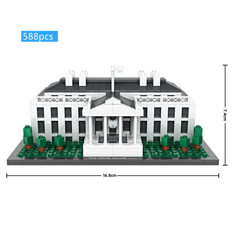 Всемирно известный современный архитектурный Королевский дворец Соединенных Штатов, кирпичный Белый дом, мини-блок, игрушки, подарки