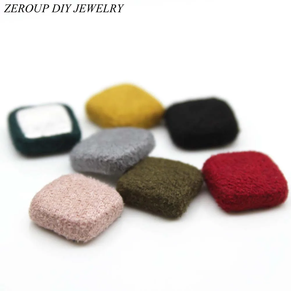 

ZEROUP Square Charms Hairclip Brooch Buttons Stickers Suede Pendant Accessories Diy Jewelry Making 20pcs