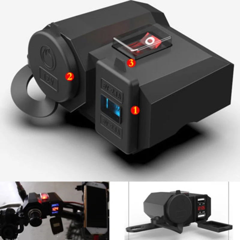

Waterproof Motorcycle USB Charger Power Adapter Socket&Voltmeter LED Display Hot