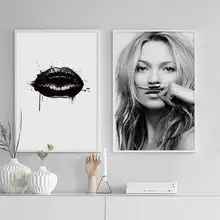 Европейские персонажи супермодель Kate Moss губная помада Холст Картина стене плакат картина для украшения помещений домашний декор