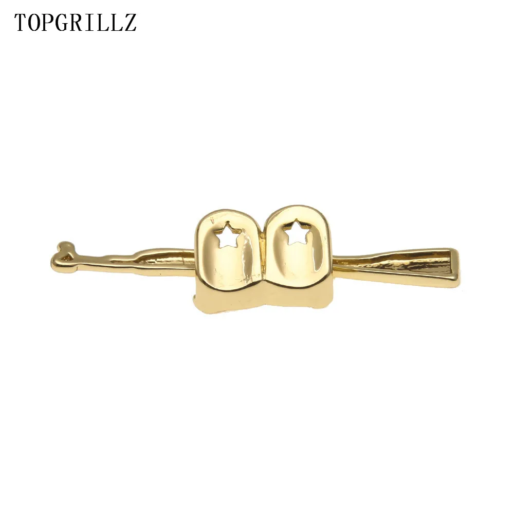

TOPGRILLZ New Custom Fit Pure Gold Color Plated Hip Hop ak 47 Rifle Grillz Cap Top Grills AK Gold Grillz