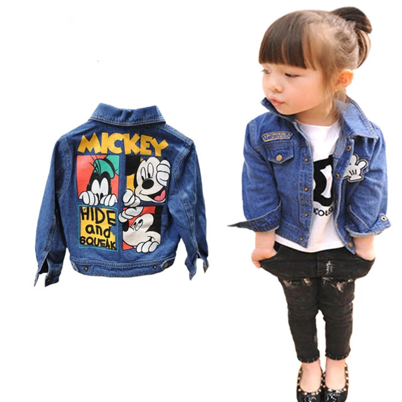 Kids Toddler girl blazer Denim Jacket Mickey clothing Spring Jeans coat