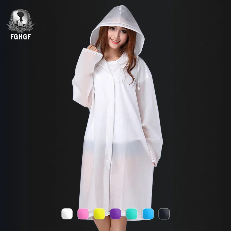 

FGHGF Fashion Women Men Adults EVA Environment Transparent Raincoat With Hood For Rain Coat Outdoor Rainwear Waterproof Poncho