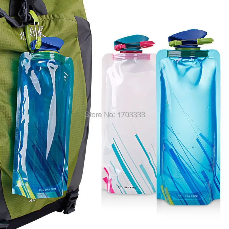 700ML Foldable Reusable Sport Water Bottle Bag BPA Free Bicycle Camping