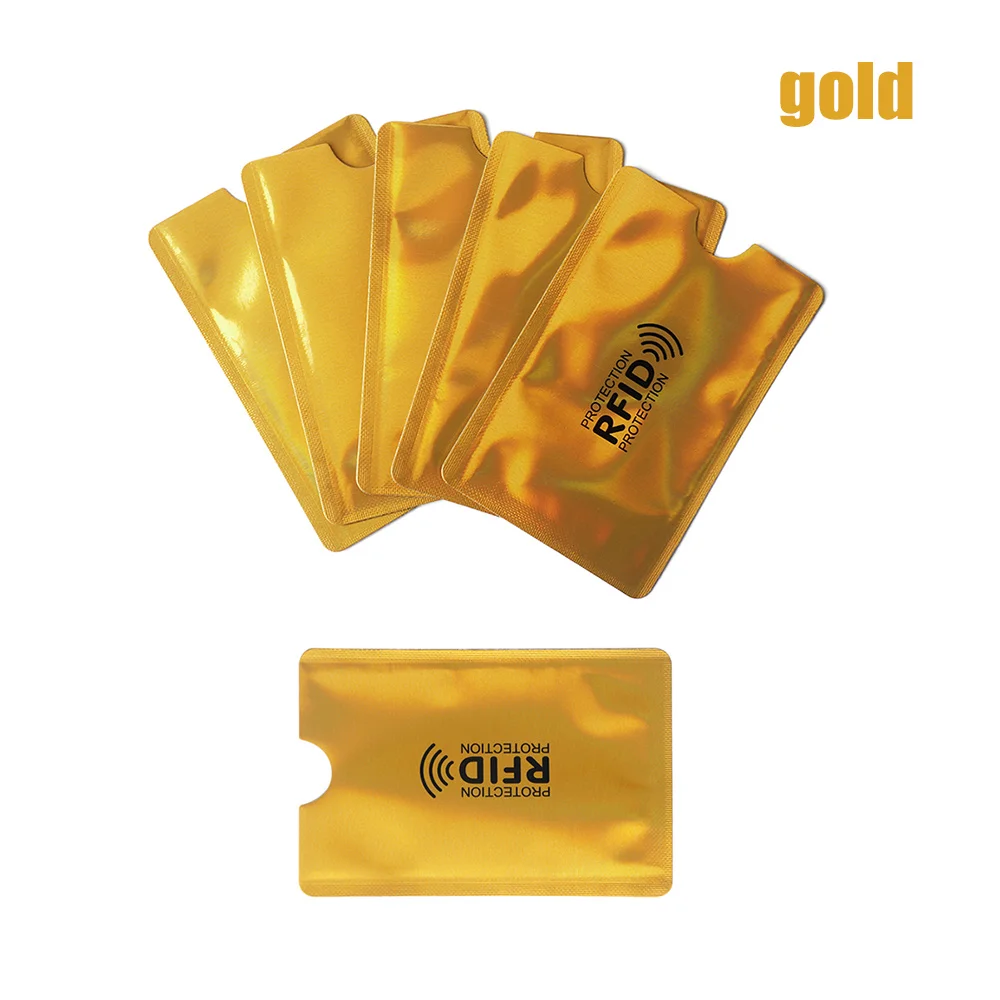 10 шт. RFID Блокировка ридер замок держатель для карт Id банк чехол для карт Защита металлический кредитный держатель для карт алюминиевый рукав кошелек - Цвет: Gold