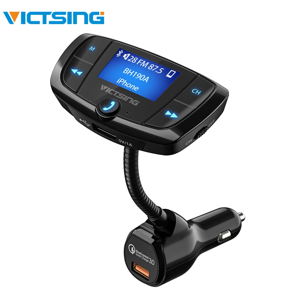 VicTsing Bluetooth fm-передатчик QC3.0 автомобильный беспроводной радиоадаптер беспроводные звонки с двумя портами usb MP3-плеер радиопередатчики