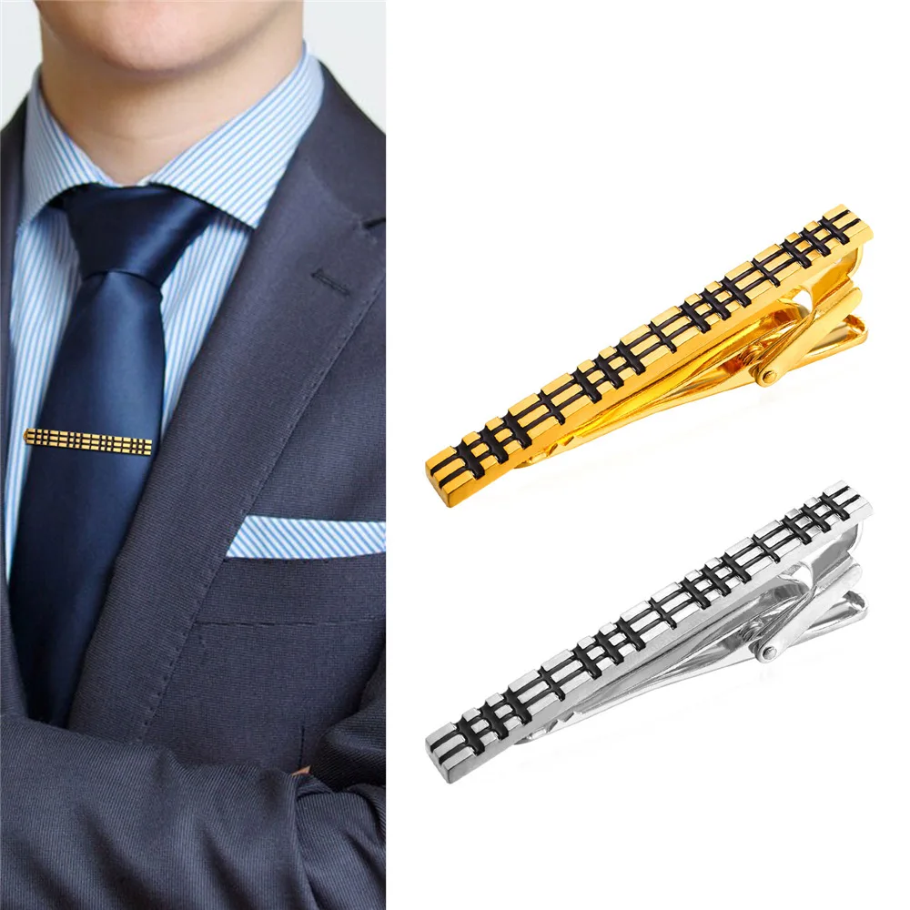 men tie clips for shirts business suit tie clip yellow gold color father's gift wholesale mens