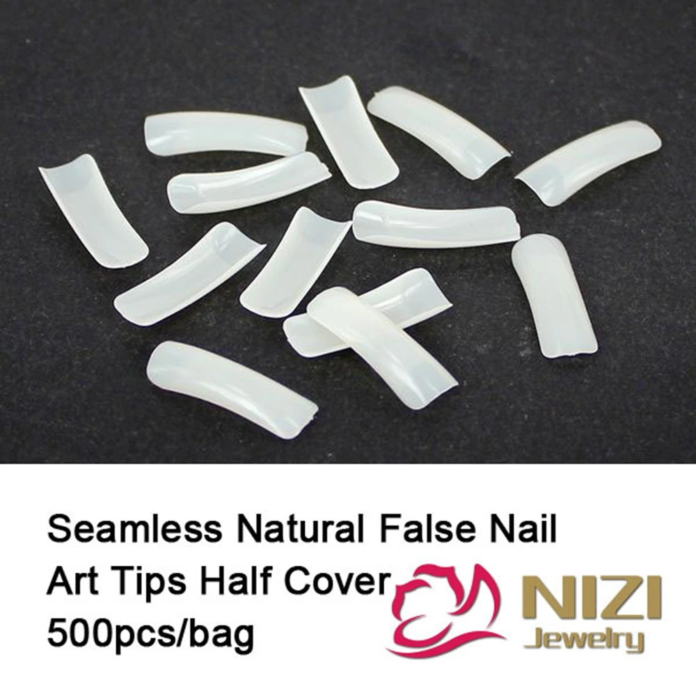10 Sizes 500pcs/bag Half Nail Tips Seamless Natural Plastic Fake Nails
