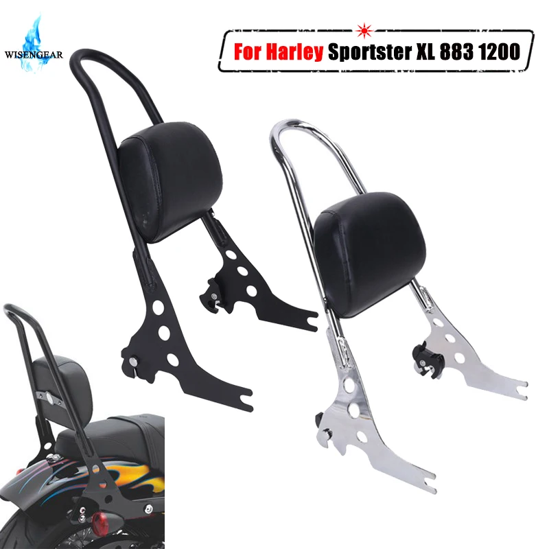 For Harley Sportster XL 883 1200 Passenger Backrest Pad Cushion Detachable Sissy Bar Rear Back