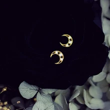 Изысканные серьги-гвоздики с Луной и цирконием для женщин, 925 пробы, серебряный, золотой полумесяц, Женский светильник, Роскошные Полые Мини ювелирные изделия, подарок