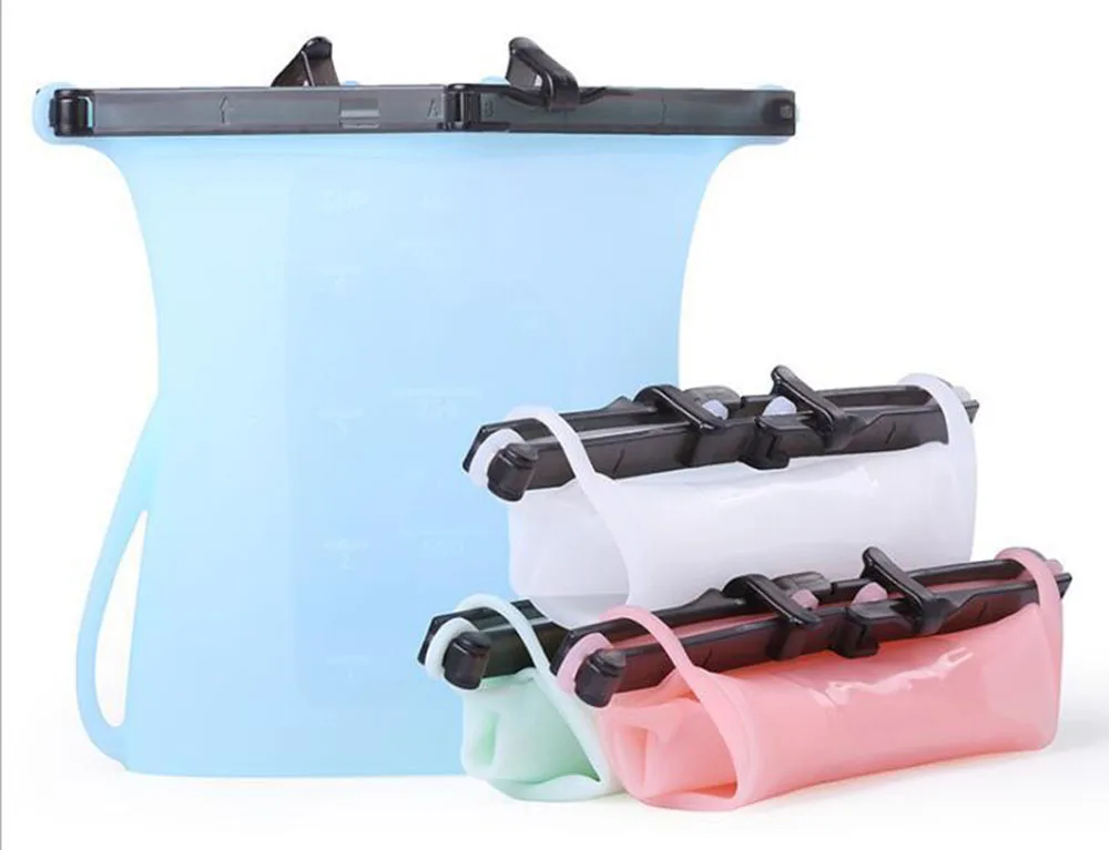 Многоразовые силиконовые пакеты для еды герметичные контейнеры с застежкой-молнией мешок для закусок силиконовые пакеты с застежкой-молнией сумки для хранения продуктов
