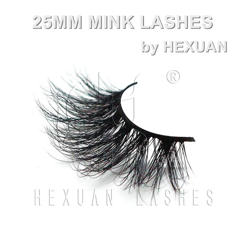 HEXUAN ресницы 100% безжалостный мех норки 25 мм искусственная норка с индивидуальной