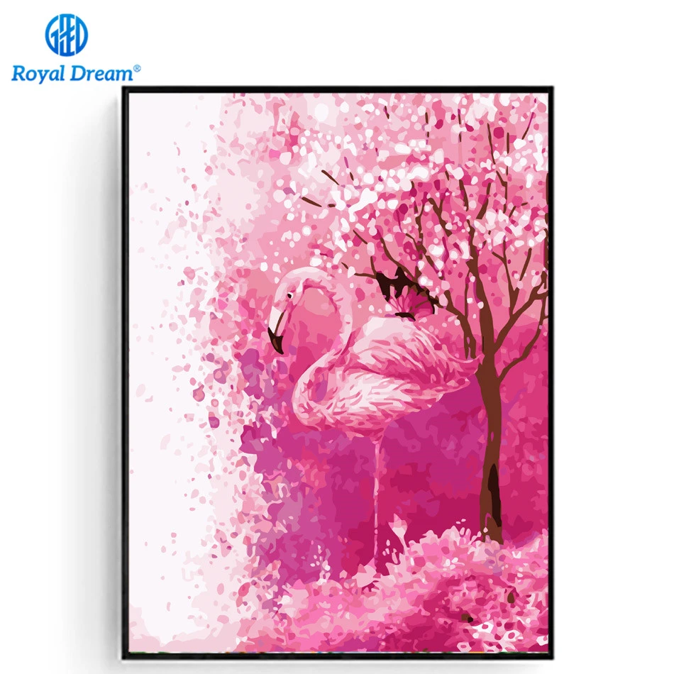 フレームピンクフラミンゴ油絵数字によるクリスマスギフト用ヨーロッパデジタル絵画キャンバス Flamingo Oil Painting Oil Paintingflamingo Oil Aliexpress