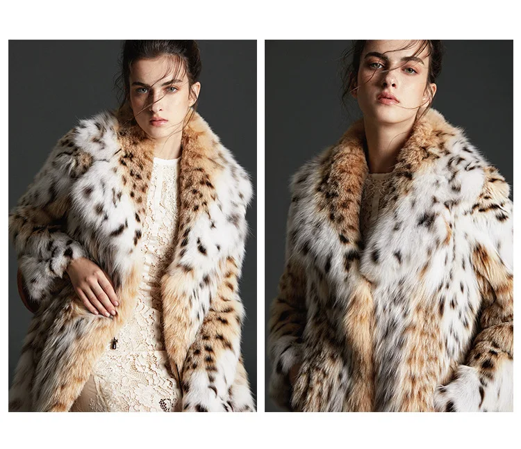 Sju2018 high luxury product imports the bobcats big long coat in female fur coat lapels