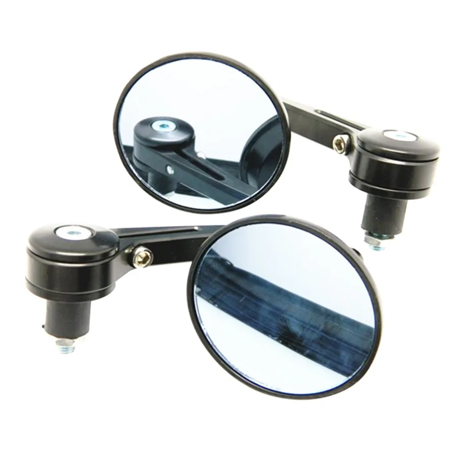 

Pair Motorcycle Blue Mirrors Aluminum Black Round Cnc Rear View Handle Bar End 7/8"