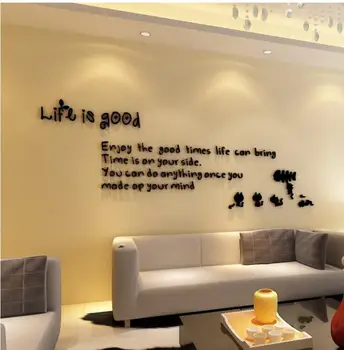 

DIY character words Love life 3d crystal acrylic stereo wall stickers bedroom living room porch TV background wall decoration