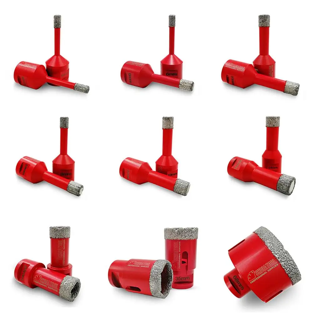 SHDIATOOL Dry Vacuum Brazed Diamond Drilling Core Bits granite, marble Hole saw M14 Thread drill bits porcelain tile stone crown