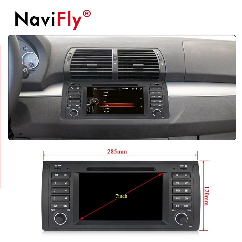Clearance NaviFly Original UI 7" Car DVD multimedia player For BMW/E39 X5 E53 With Car GPS radio audio BT USB SD Canbus RDS MIC E39 4