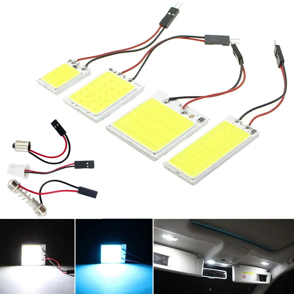 T10 COB 16 24 36 48 чипов W5W C5W Festoon BA9S 3 адаптера Светодиодная панель для автомобиля