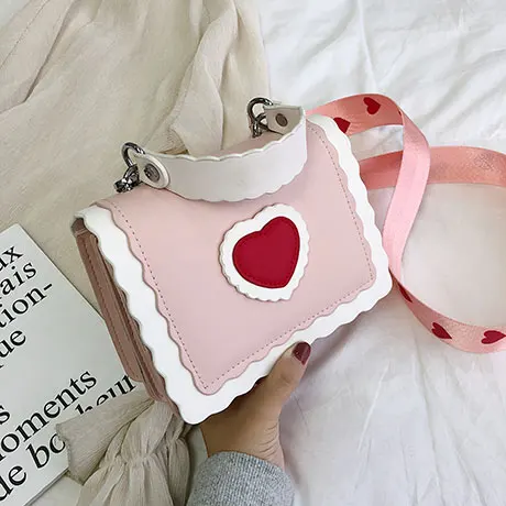 Милая женская портативная квадратная сумка с клапаном, новинка, качественная женская дизайнерская сумка из искусственной кожи, милая сумка через плечо - Цвет: Розовый
