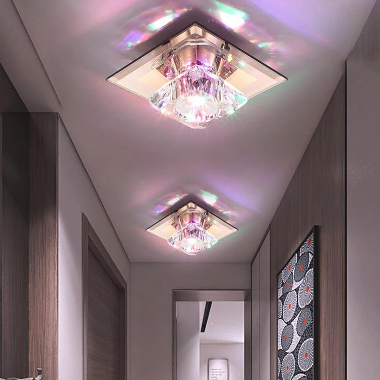 5w Led Ceiling Light Fixture K9 Crystal Lamp Brown Glass Hallway Decor Lighting Surface Flush Mounted Ceiling Lights Aliexpress